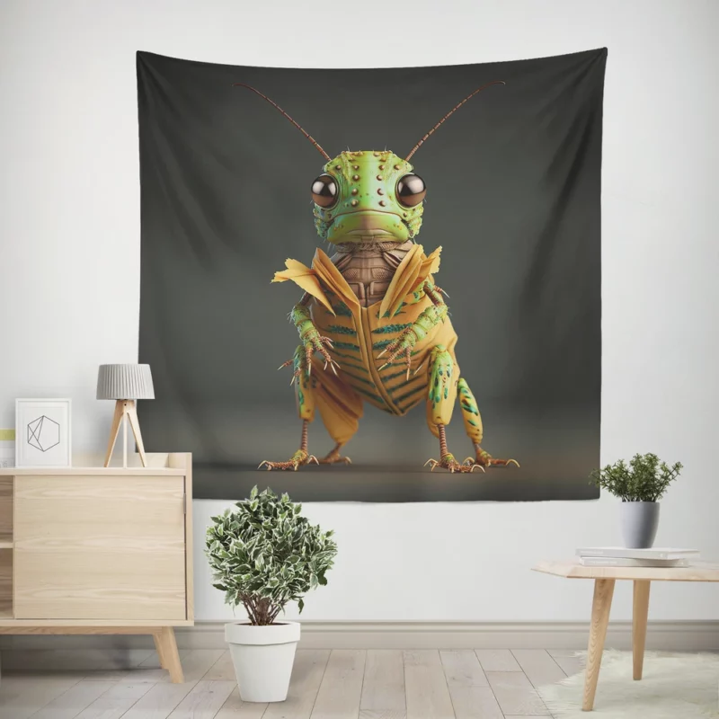 Green and Yellow Grasshopper Wall Tapestry