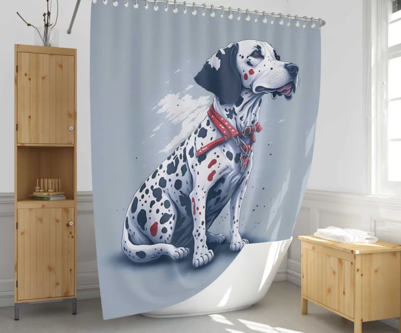 Gritty Dalmatian Dog Artwork Shower Curtain 1