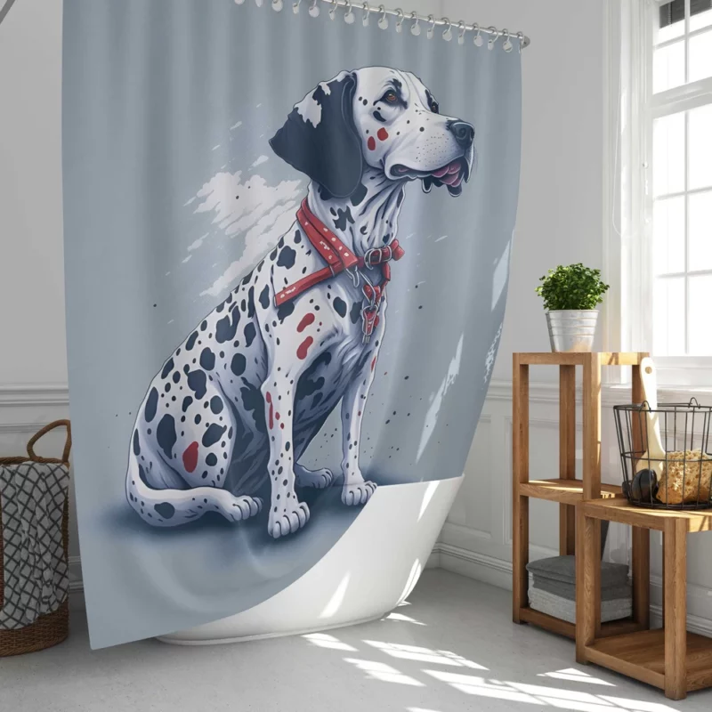 Gritty Dalmatian Dog Artwork Shower Curtain