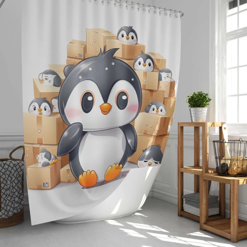 Group of Cute Penguins Shower Curtain