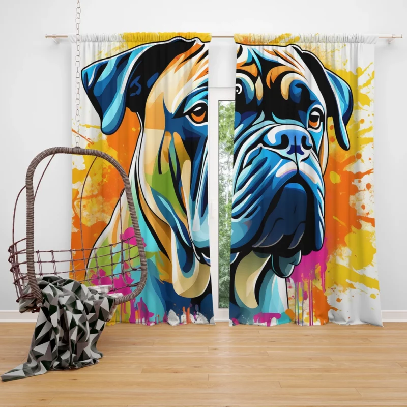 Guardian Bullmastiff Dog Noble Stance Curtain