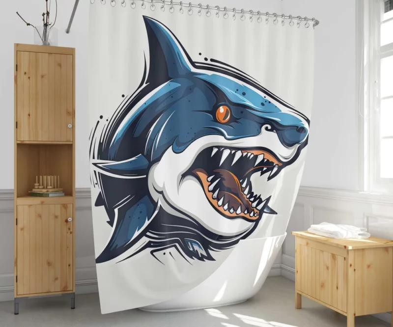 Halloween Shark Poster Shower Curtain 1