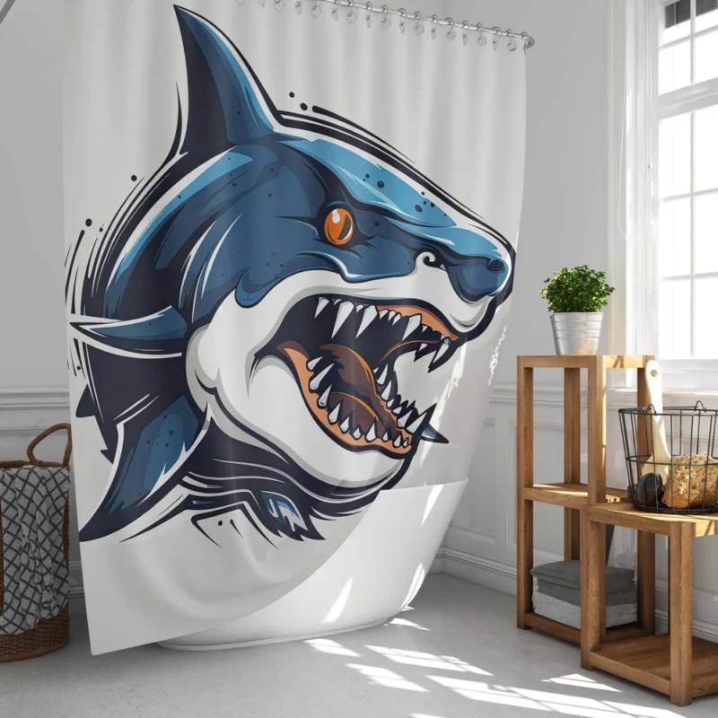 Halloween Shark Poster Shower Curtain