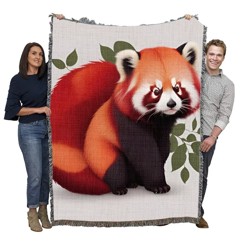 Happy Panda with a Joyful Demeanor Woven Blanket