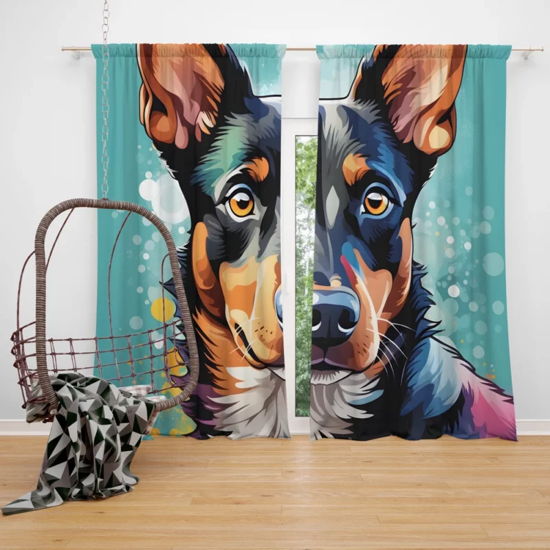 Hardworking Australian Kelpie Dog Canine Diligence Curtain