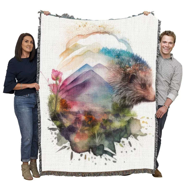 Hedgehog Double Exposure Art Woven Blanket