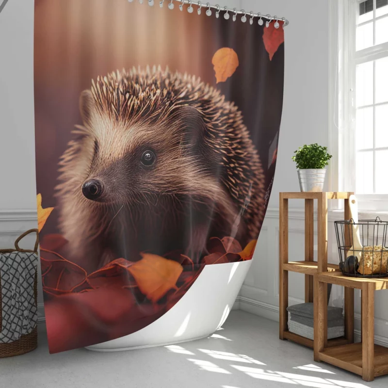 Hedgehog in Autumn Forest Shower Curtain