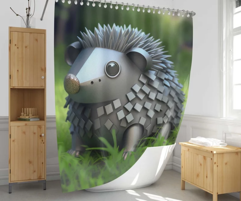 Hedgehog in Pokemon-Style Steel Shower Curtain 1