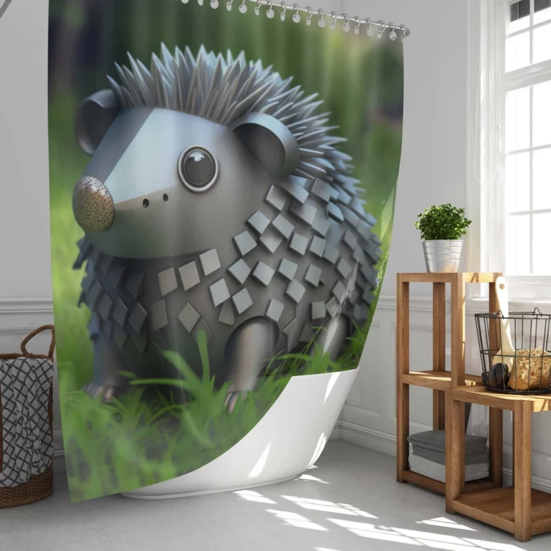 Hedgehog in Pokemon-Style Steel Shower Curtain
