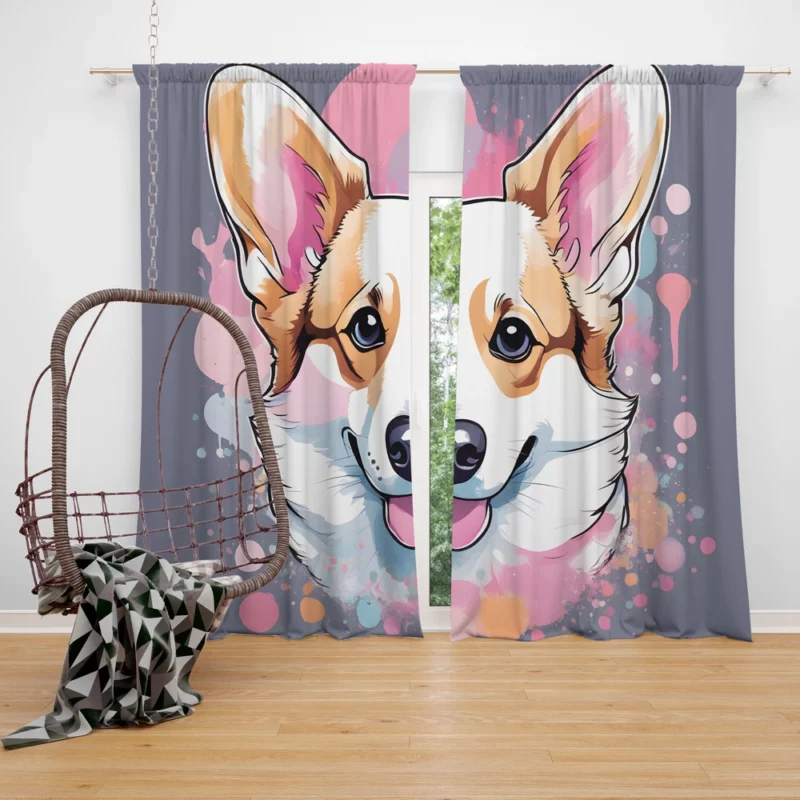 Herding Beauty Welsh Corgi Dog Curtain