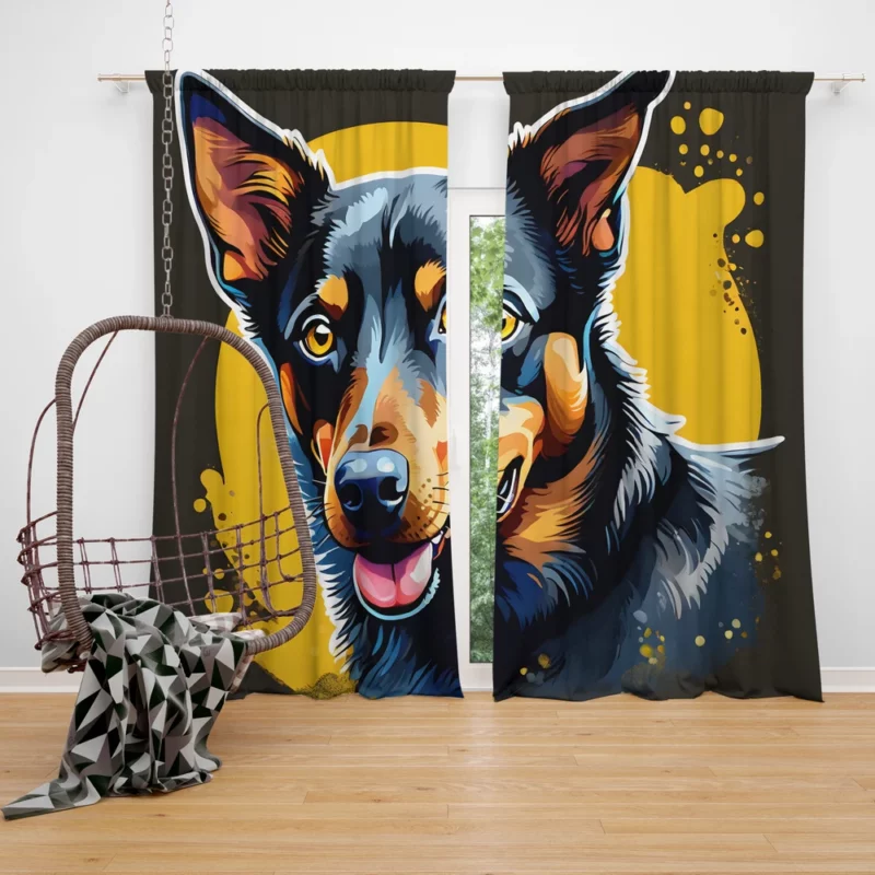 Herding Dynamo Australian Kelpie Dog Curtain