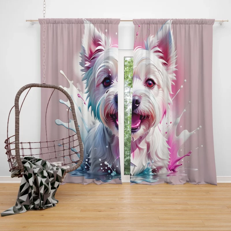 Highland Joy Playful Westie Companion Curtain