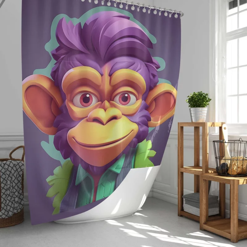 Highly Detailed Monkey Illustration Shower Curtain