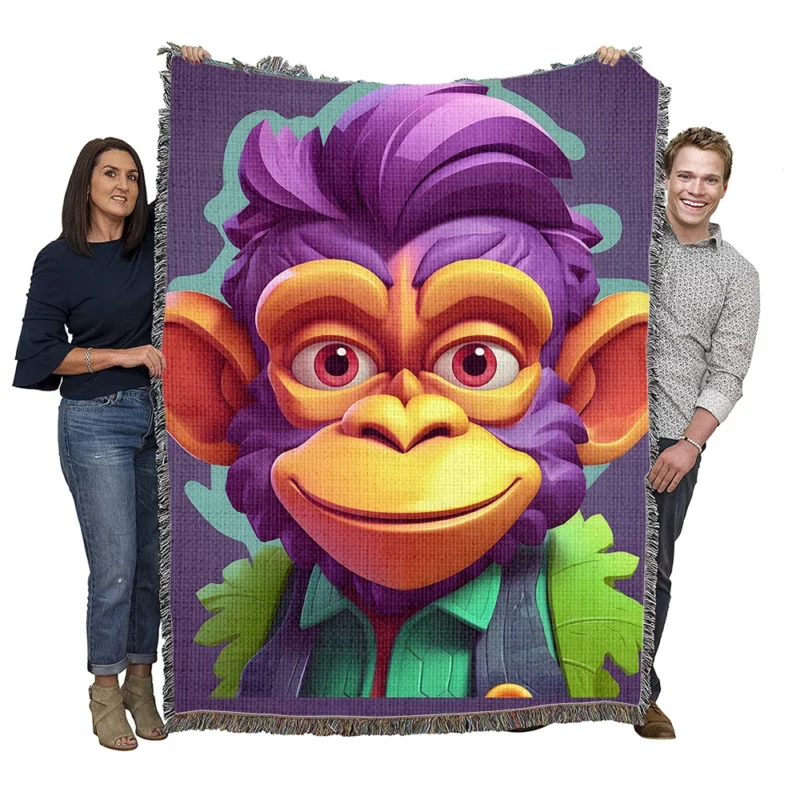 Highly Detailed Monkey Illustration Woven Blanket