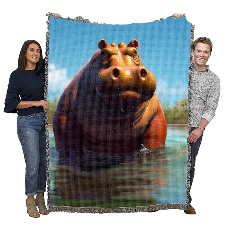 Hippo Portrait Woven Blanket