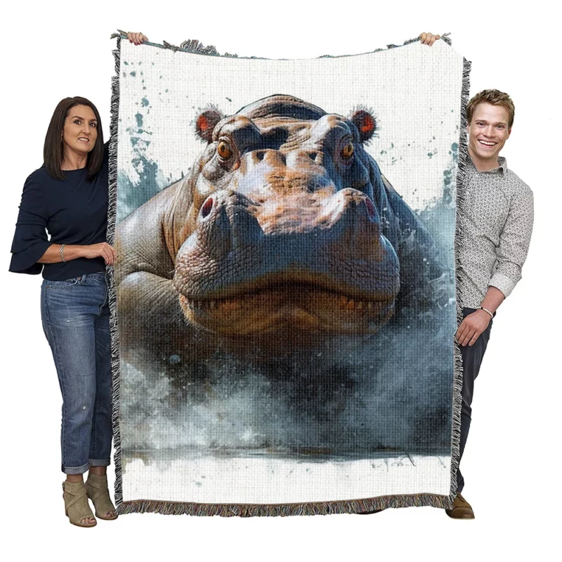 Hippos of Africa Woven Blanket