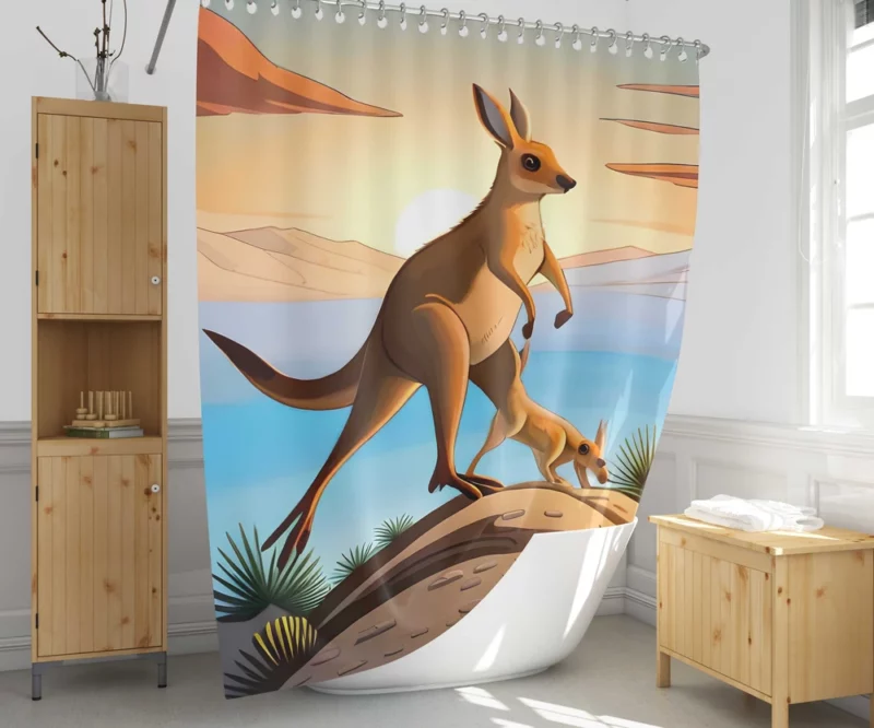 Hopping Kangaroo Shower Curtain 1