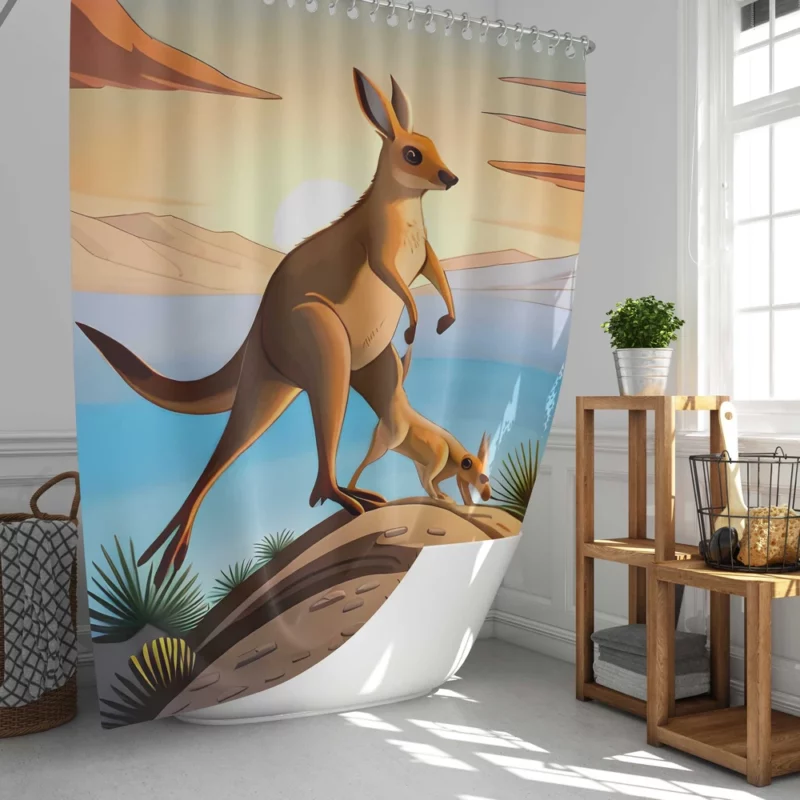 Hopping Kangaroo Shower Curtain