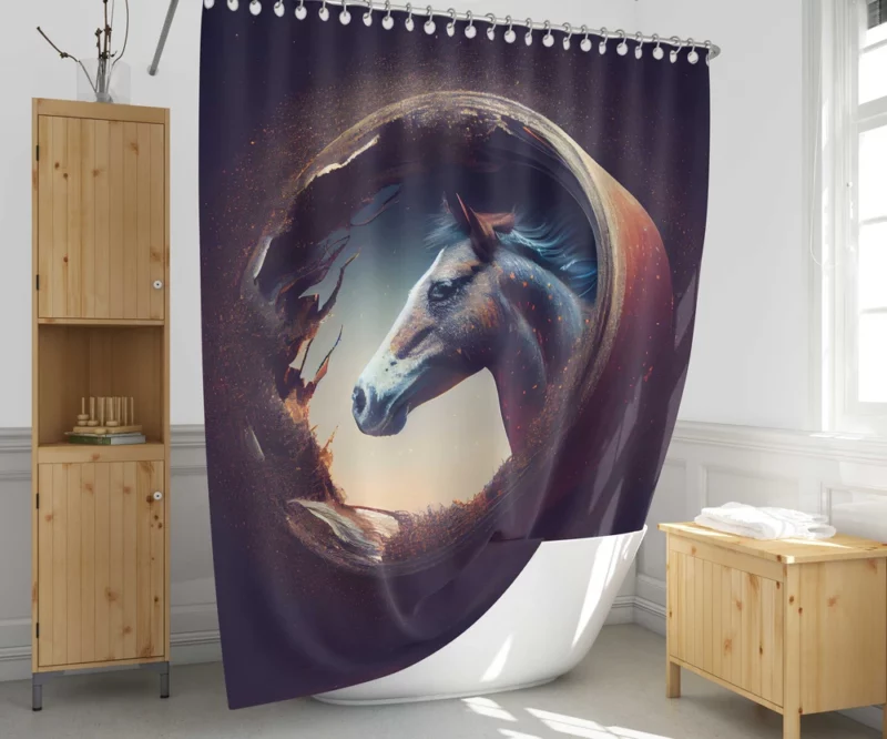 Horse Head Artwork Shower Curtain 1