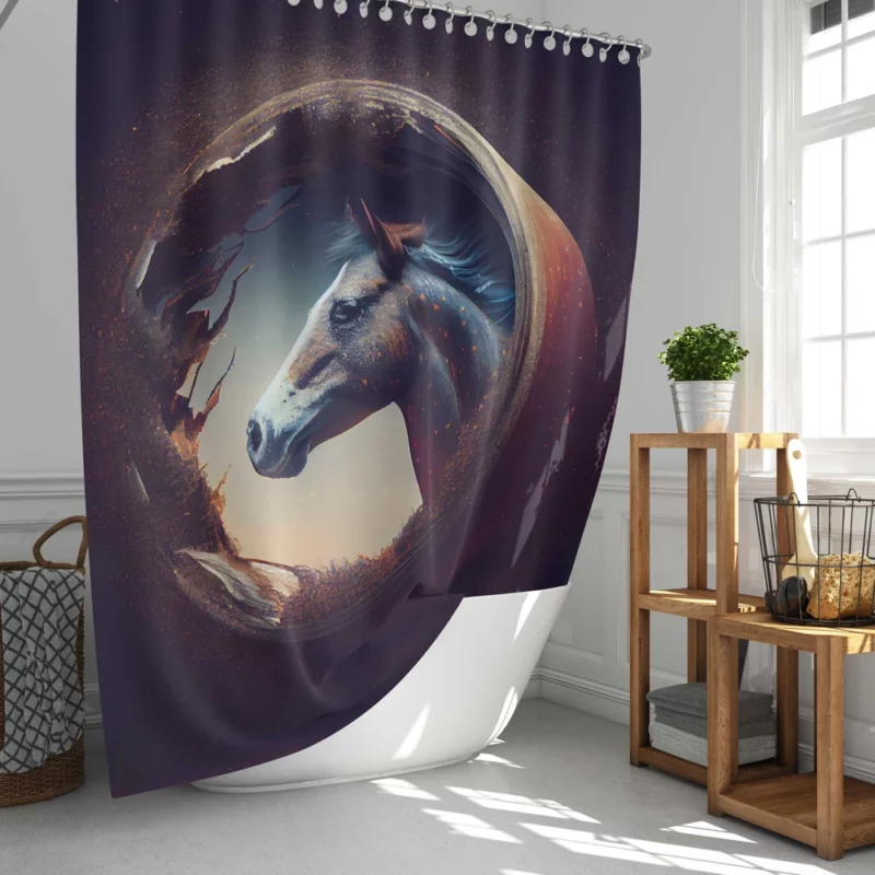 Horse Head Artwork Shower Curtain