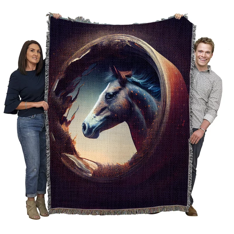 Horse Head Artwork Woven Blanket