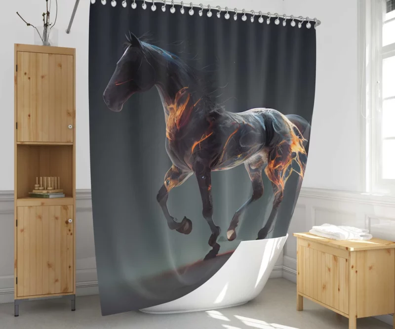 Horse Running With Fire Shower Curtain 1