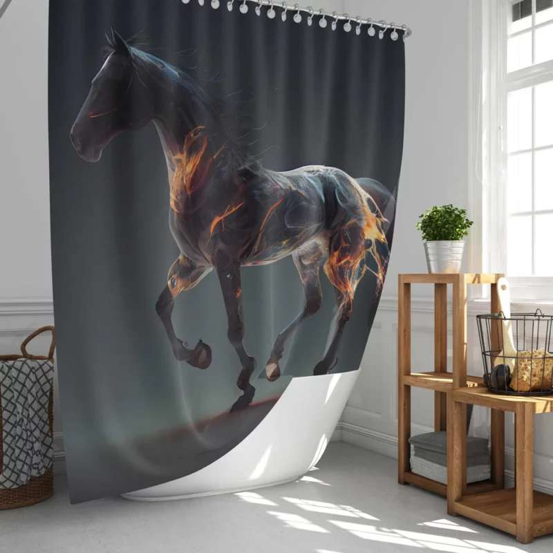 Horse Running With Fire Shower Curtain