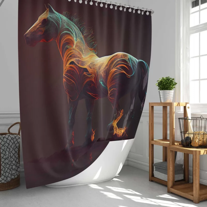 Horse With Fire Effect Shower Curtain