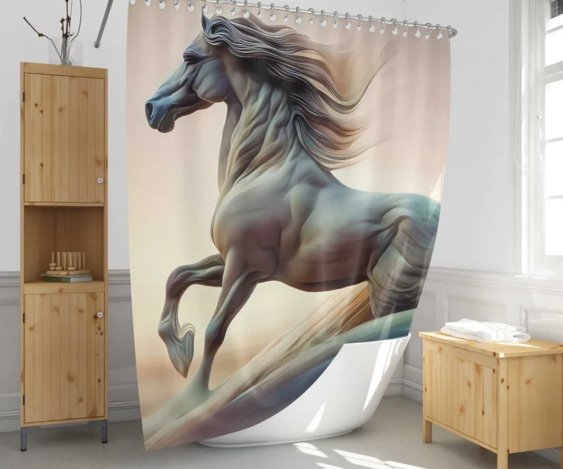 Horse With Long Mane Painting Shower Curtain 1