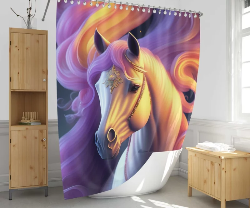 Horse With Stars Painting Shower Curtain 1