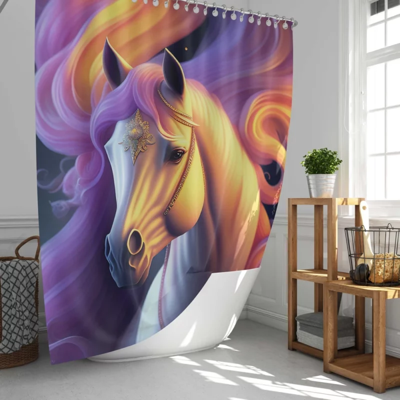 Horse With Stars Painting Shower Curtain