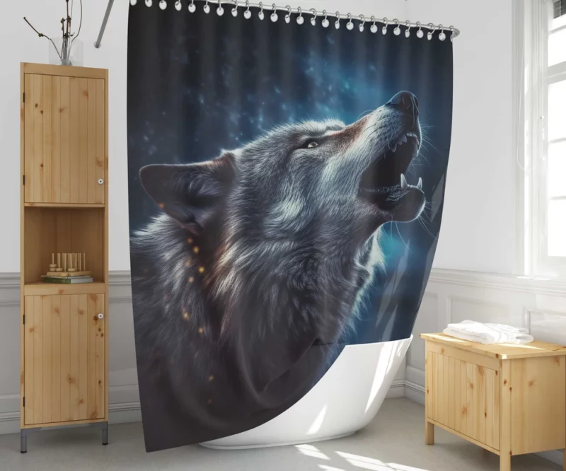 Howling Wolf Dark Shower Curtain 1