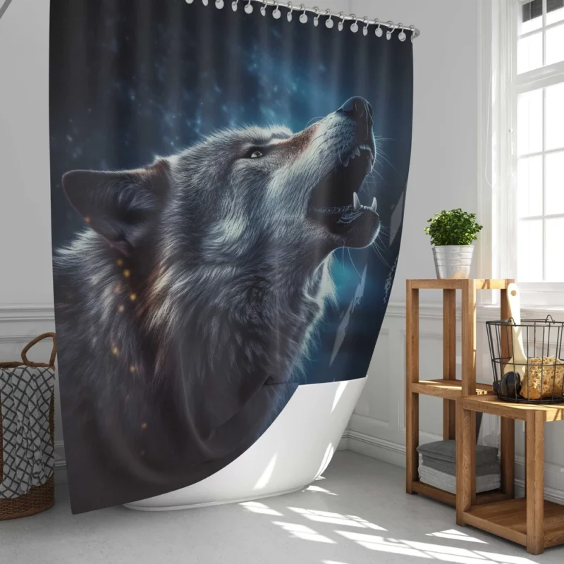 Howling Wolf Dark Shower Curtain