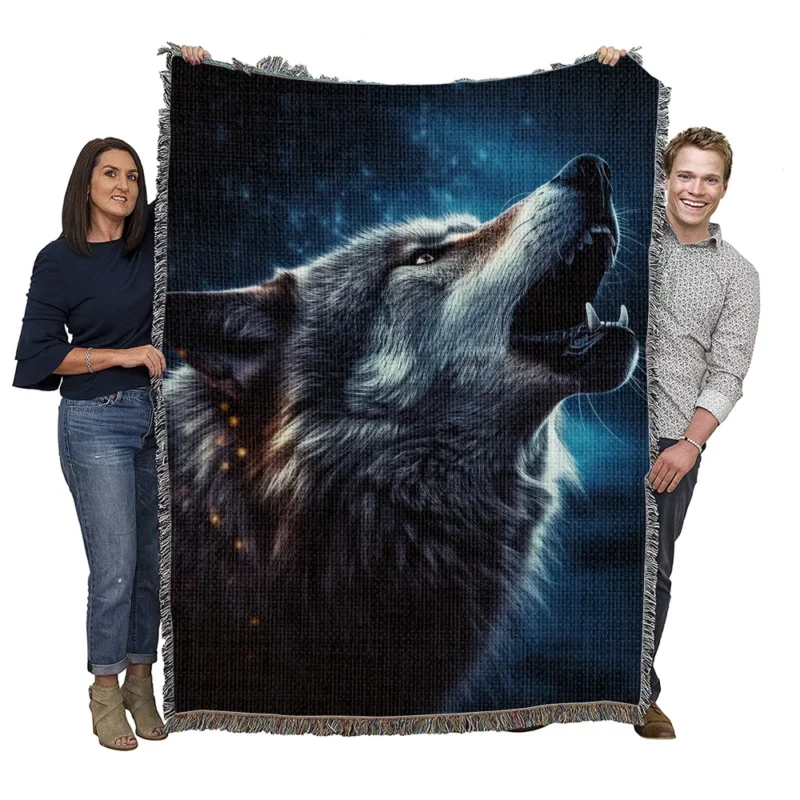 Howling Wolf Dark Woven Blanket