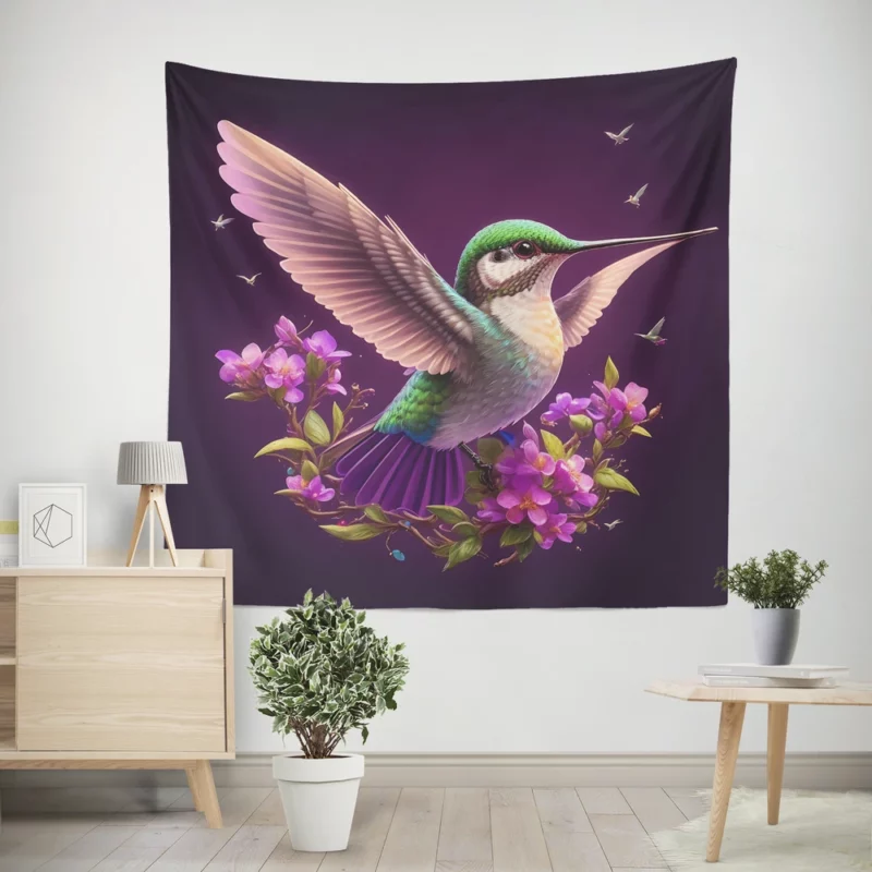 Hummingbird Logo Illustration Wall Tapestry