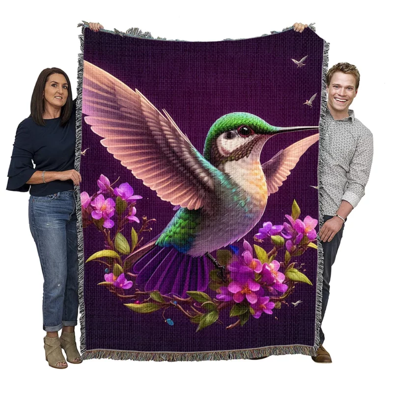 Hummingbird Logo Illustration Woven Blanket