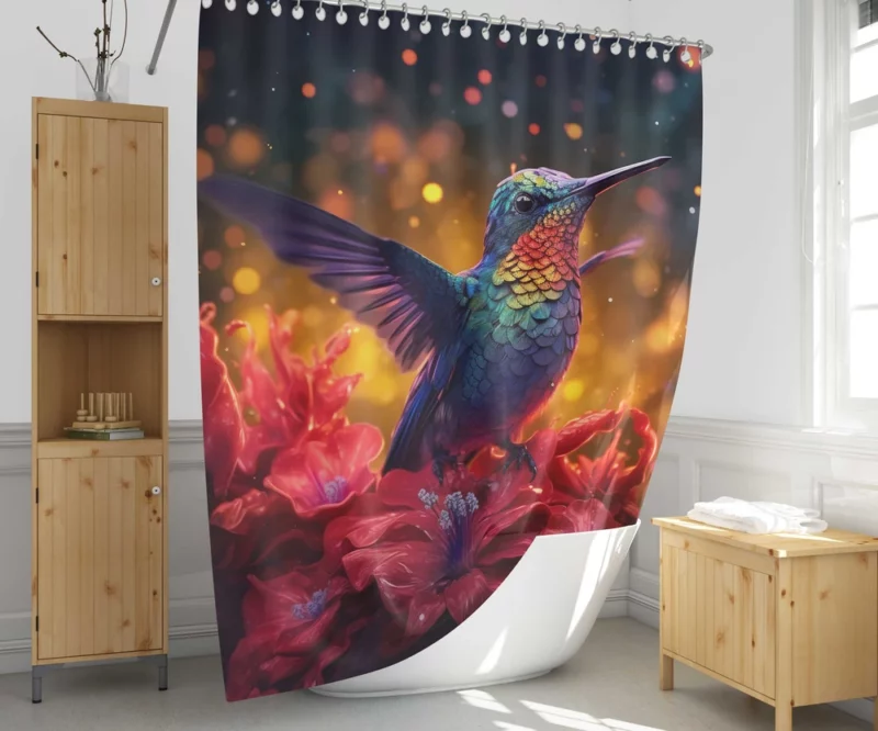 Hummingbird and Flowers Shower Curtain 1