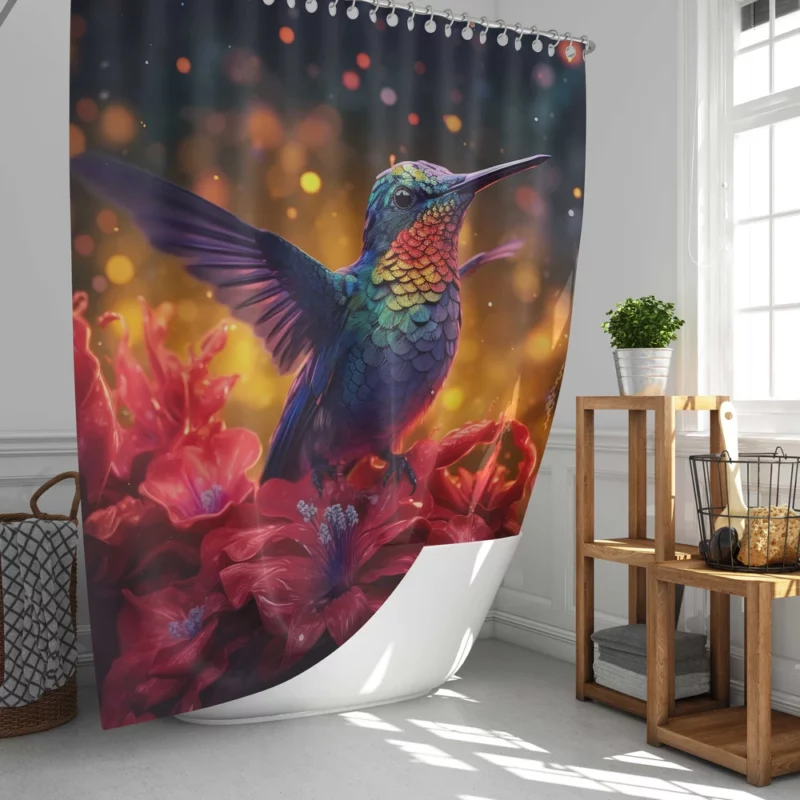 Hummingbird and Flowers Shower Curtain