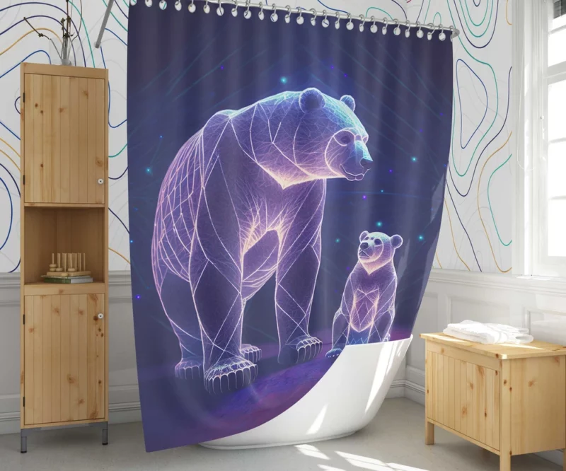 Illustration of Ursa Constellations Bear Shower Curtain 1