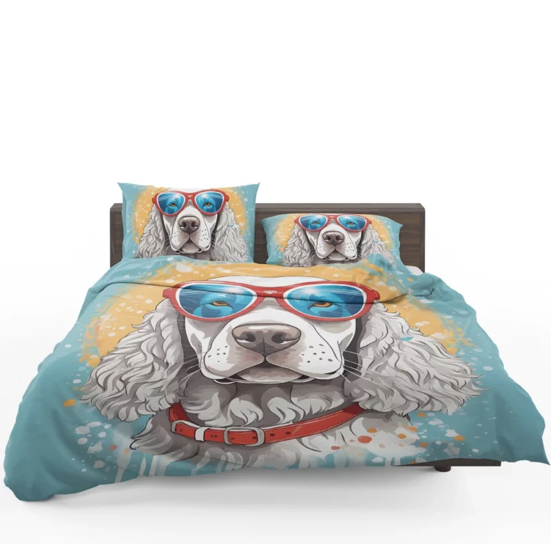 Intelligent American Water Spaniel Dog Canine Wit Bedding Set 1