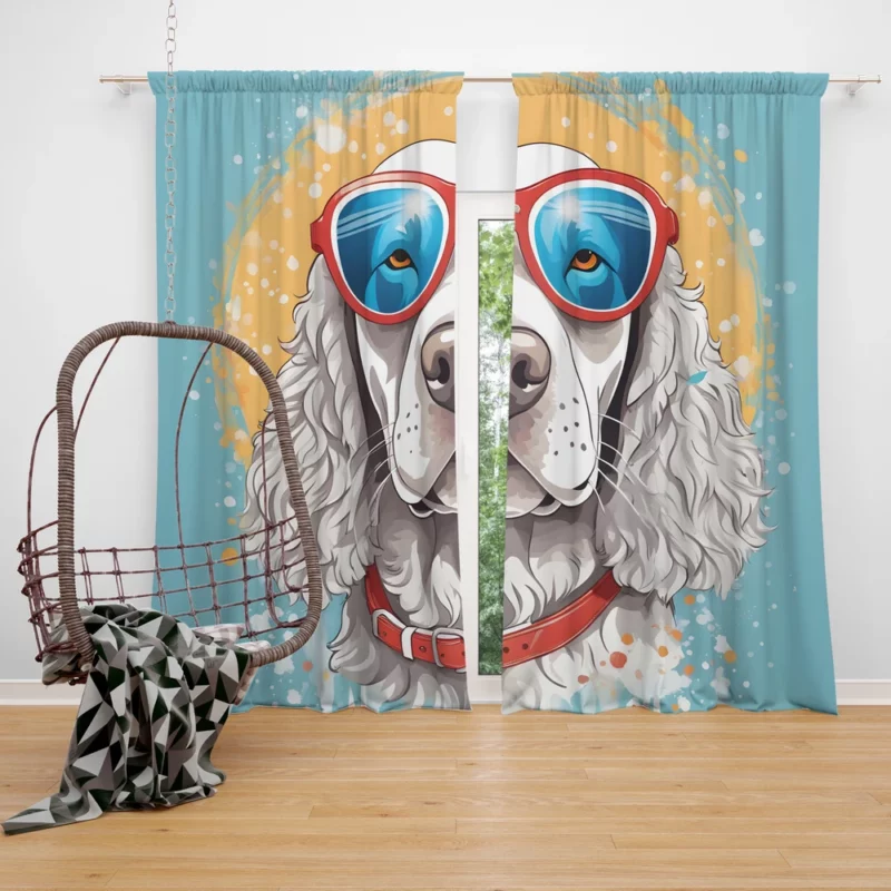 Intelligent American Water Spaniel Dog Canine Wit Curtain