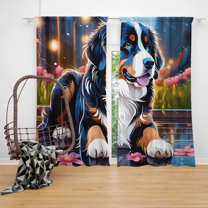 Intelligent Bernese Mountain Dog Explorer Curtain