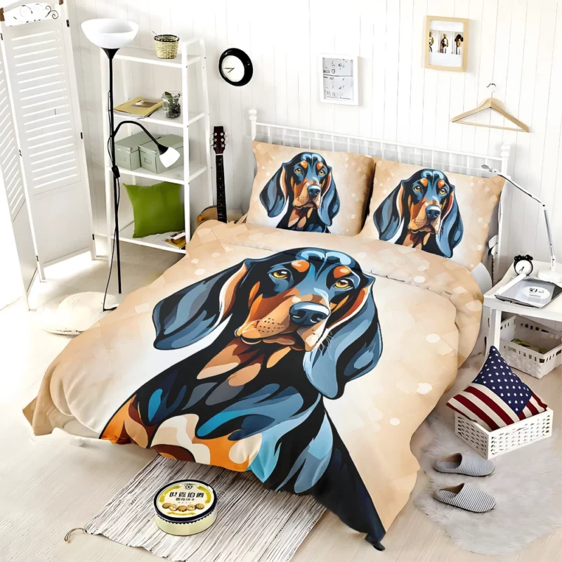 Intelligent Black and Tan Coonhound Dog Guardian Bedding Set