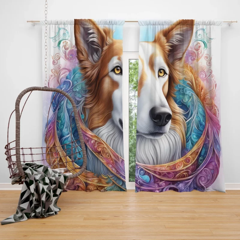 Intelligent Borzoi Dog Explorer Curtain