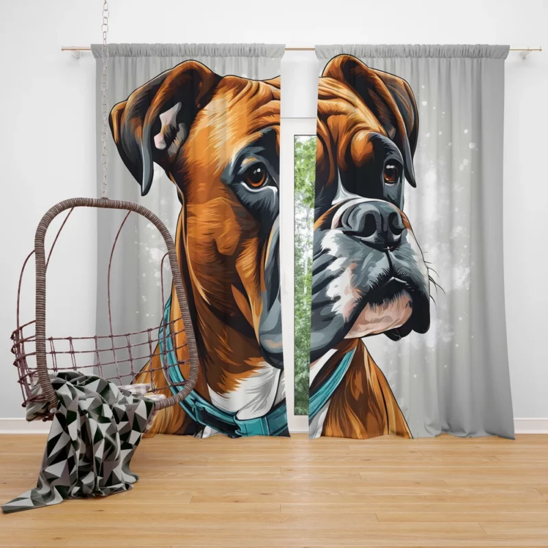 Intelligent Boxer Dog Enthusiast Curtain