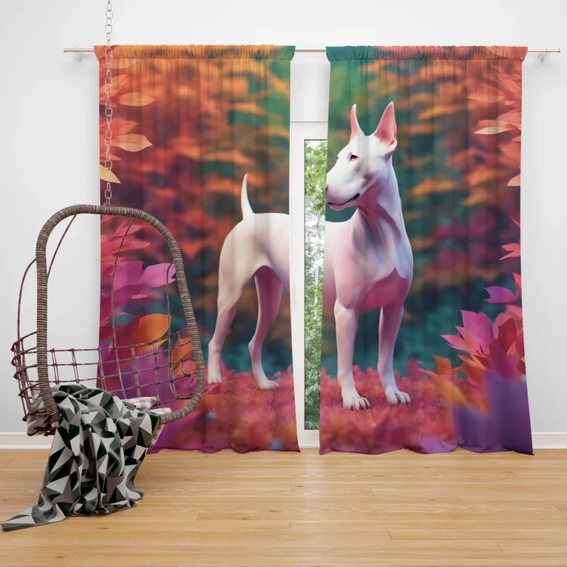 Intelligent Bull Terrier Dog Explorer Curtain