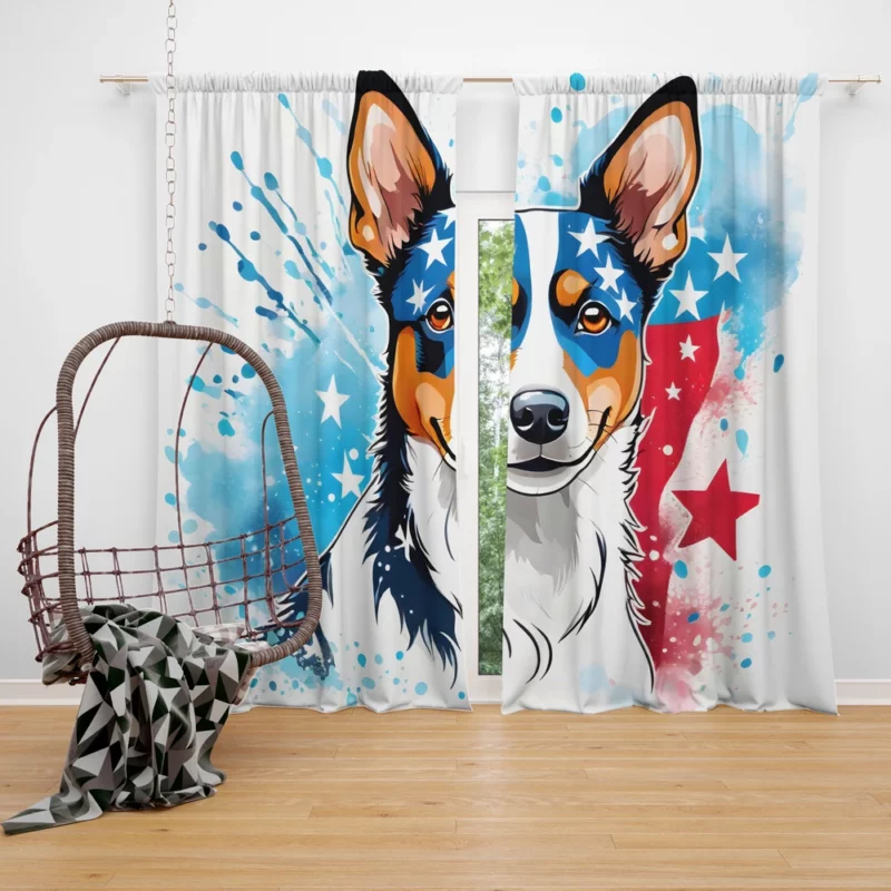 Intelligent Kelpie Australian Dog Wit Curtain