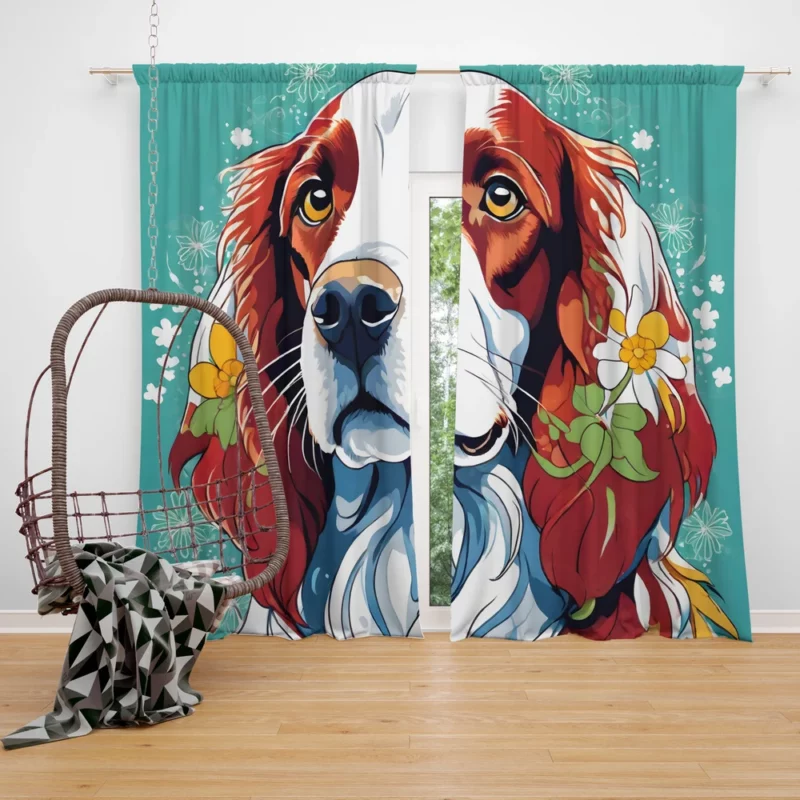 Irish Red and White Setter Majesty Teen Gifted Joy Curtain