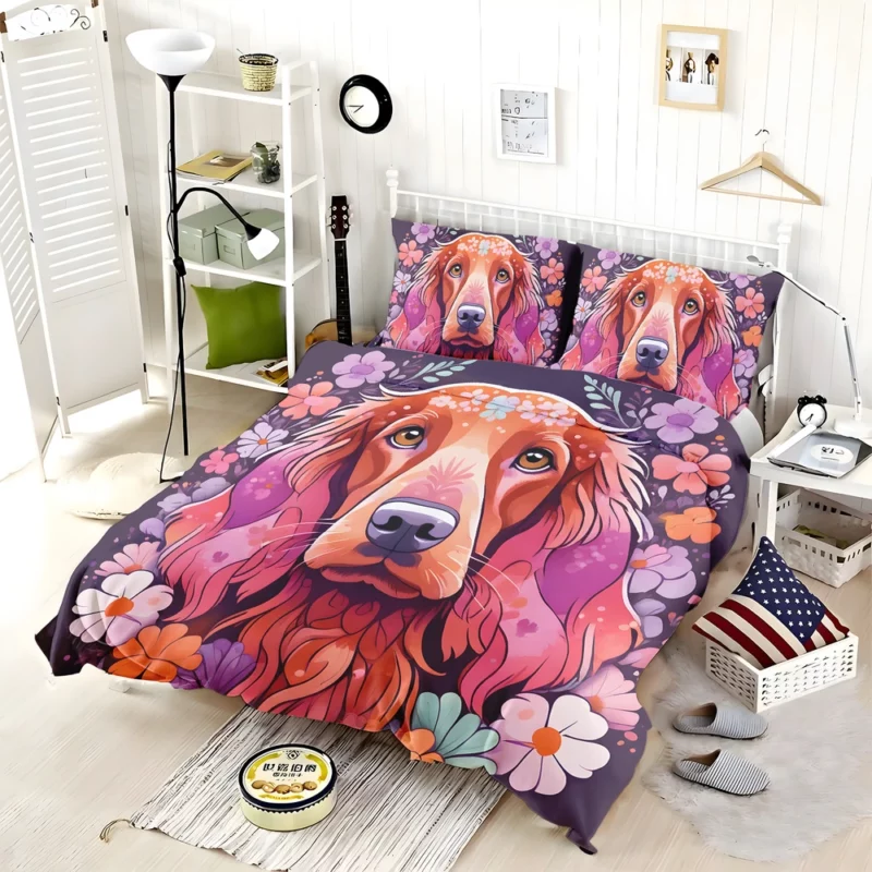 Irish Setter Pup Teen Birthday Surprise Bedding Set