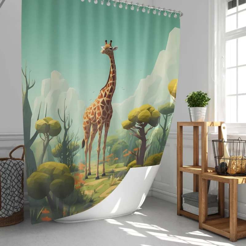 Isometric Giraffe Illustration Shower Curtain